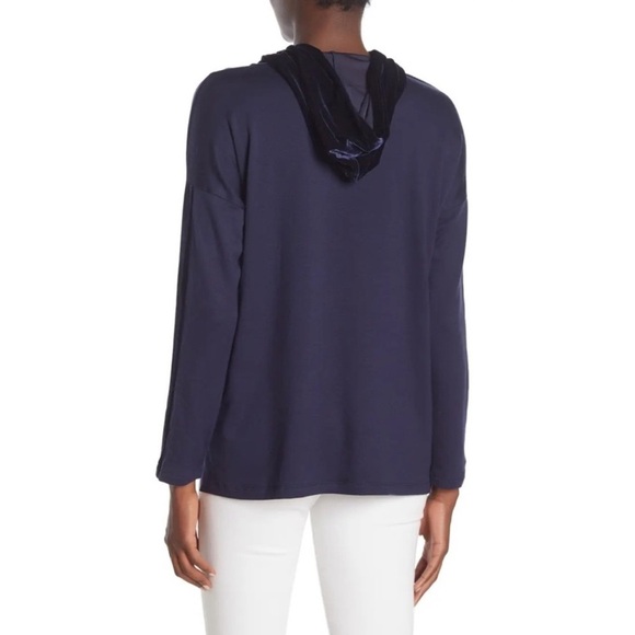 Eileen Fisher Velvet Trim Hoodie Top, Size XS - Picture 3 of 9